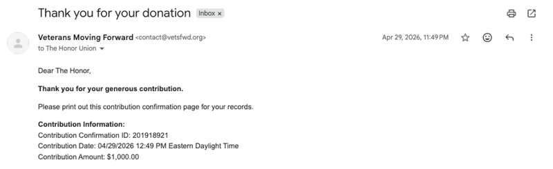 Donation confirmation